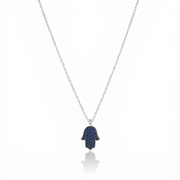 14K Gold Hamsa necklace Blue sapphire
