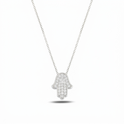 14K Gold Thic classic Hamsa Necklace diamonds