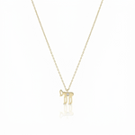 Load image into Gallery viewer, 14k gold small single diamod hai necklace