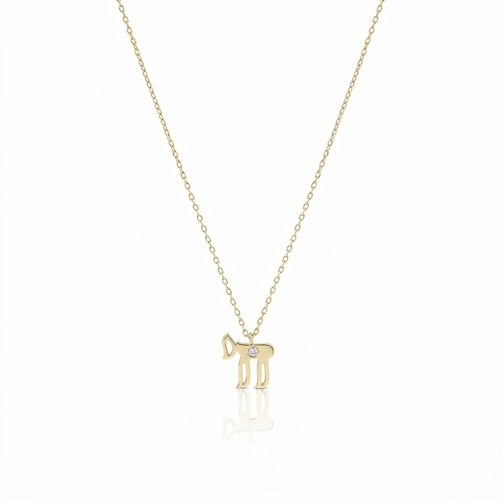 14k gold small single diamod hai necklace