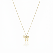 14k gold small single diamod hai necklace