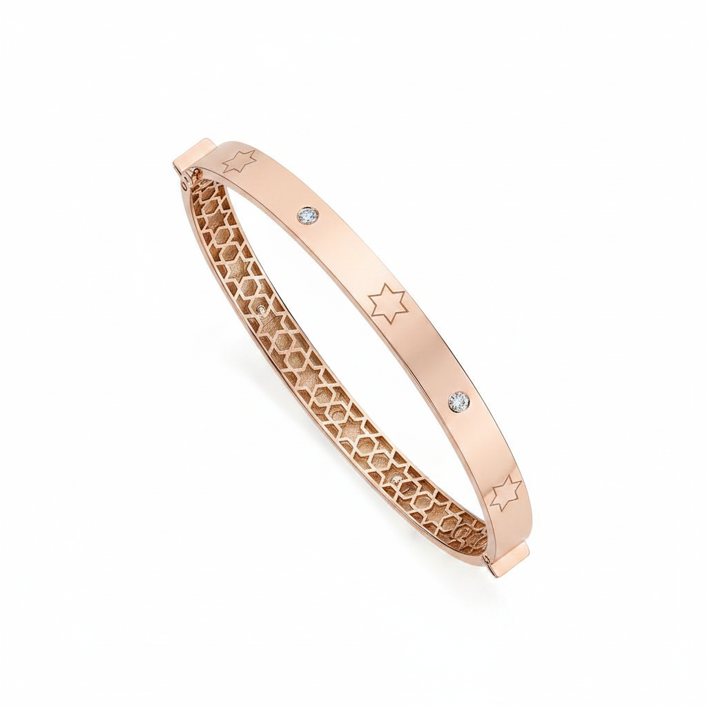 14k gold star of david bangle