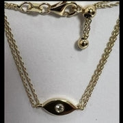 14K gold single diamond 1cm lucky eye Bracelet